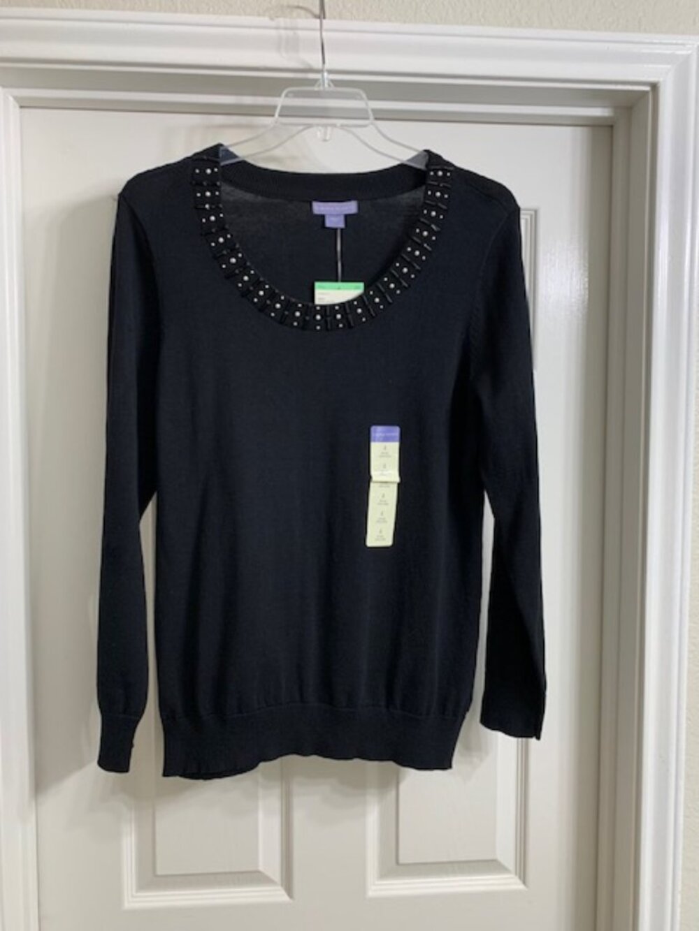 Laura Scott Women's Black Sweater with Beading, Size L (NWT)